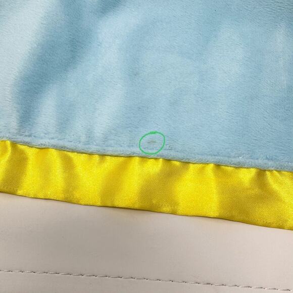 Goodnight Moon Gray Bunny Rabbit Blue Yellow Lovey Security Blanket Satin Trim - Picture 9 of 12